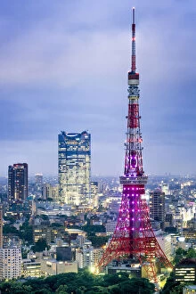 Images Dated 8th March 2017: Tokyo Tower at night, Tokyo, Tokyo prefecture, Japan