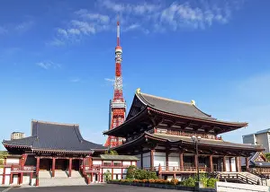 Religious Architecture Prints: Tokyo Tower and Zojo-ji Temple, Tokyo, Japan