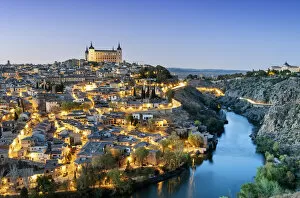 Images Dated 26th April 2019: Toledo and the Tagus river at twilight, a Unesco World Heritage Site. Castilla la Mancha