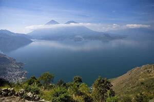 Images Dated 16th April 2008: Toliman and Atitlan twin Volcanoes, Lake Atitlan, Guatemala