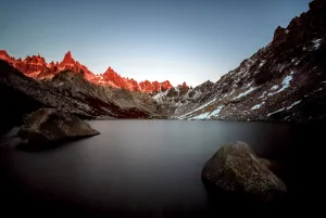 Images Dated 18th April 2018: Toncek Lagoon and Cerro Catedral at sunrise, Nahuel Huapi National Park, Rio Negro
