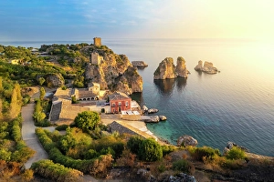 Cove Prints: Tonnara and stacks of Scopello. Castellammare del Golfo, Trapani district, Sicily, Italy