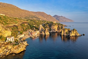 Cove Prints: Tonnara and stacks of Scopello. Castellammare del Golfo, Trapani district, Sicily, Italy
