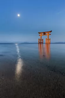 Images Dated 12th December 2017: Tori gate on Lake Biwa, Shiga prefecture, Japan