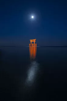 Images Dated 19th June 2017: Tori gate on Lake Biwa, Shiga prefecture, Japan