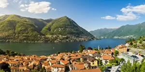Images Dated 29th April 2017: Torno, lake Como, Como province, Lombardy, Italy. Panoramic high angle view of the town