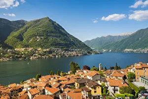 Roofs Prints: Torno, lake Como, Como province, Lombardy, Italy