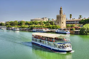 Ships Prints: Torre del Oro and Rio Guadelquivir, Sevilla, Andalusia, Spain
