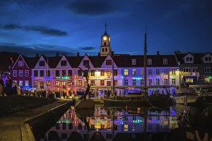 Crowd Gallery: Torshavn decorated in occasion of 'lavsoka. Island of Streymoy. Faroe Islands