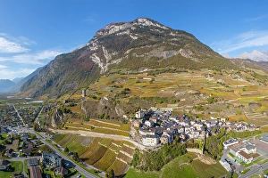 Rhone Valley Prints: Tour Bayart and the village of Saillon, Rhone Valley, Valais, Switzerland