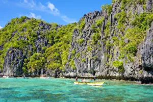 Province Of Palawan Prints: Tourist boats anchored at Big Lagoon, Miniloc Island, El Nido, Palawan, Philippines