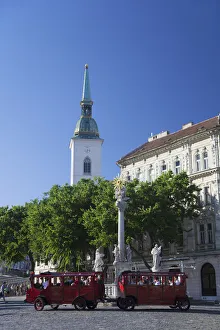 Bratislava Prints: Tourist bus in Rybne Square, Bratislava, Slovakia