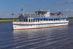 Novgorod The Great Prints: Tourist ship, Volkhov river, Veliky Novgorod, Russia
