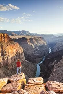 Tourist at Toroweap overlook, North Rim, Grand Canyon National Park, Arizona, USA (MR)