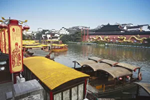 Images Dated 5th January 2011: Tourists boats on canal, Fuzi Miao area, Nanjing, Jiangsu, China