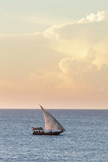 Nungwi Prints: Tourists on a dhow sunset cruise, Nungwi, Zanzibar, Tanzania