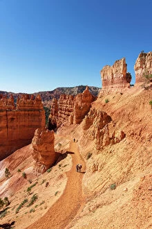 Images Dated 21st September 2023: Tourists hiking Navajo Loop Trail, Bryce Canyon National Park, Utah, USA