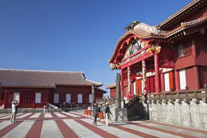 Naha Prints: Tourists at Shuri Castle, (UNESCO World Heritage Site), Naha, Okinawa, Japan