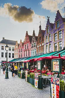 Brugge Gallery: Tourists sitting in caf√® on Bruges main square, Belgium