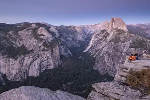 Tourists viewing Half Dome and Yosemite Valley from Glacier Point, Yosemite National Park