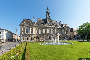 Fountain Prints: Tours City Hall and Place Jean Jaures, Tours, Loire Valley, France