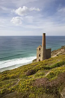 Towanroath Engine House, part of Wheal Coates Tin Mine on the Cornish coast near St Agnes, Cornwall, England. Summer (August) 2010