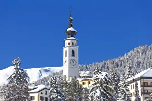 Canton Of Grisons Prints: Tower bell of the church of Ftan, Lower Engadine, Canton of Grisons, Switzerland, Europe