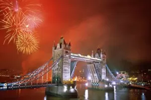 Images Dated 12th February 2008: Tower Bridge & Fireworks, London, England