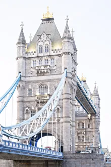 Tower Bridge and River Thames from Butlers Wharf, London, England, UK