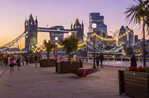 Images Dated 8th September 2021: Tower Bridge and River Thames from Butlers Wharf, London, England, UK