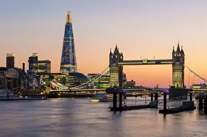Tower Bridge Prints: Tower Bridge, The Shard, City Hall and More London at dusk, London, England