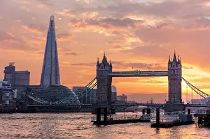 City Hall Prints: Tower Bridge, The Shard, City Hall and More London at sunset, London, England