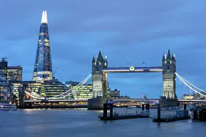 Shard Prints: Tower Bridge, The Shard, City Hall and More London at twilight, London, England