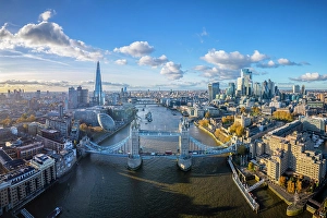 International Landmark Prints: Tower Bridge, The Shard & City of London, London, England, UK