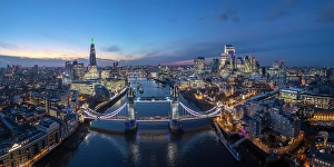 International Landmark Prints: Tower Bridge, The Shard & City of London, London, England, UK