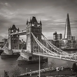 Tower Bridge & The Shard, River Thames, London, England, UK