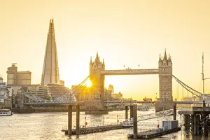 Tower Bridge and The Shard, River Thames, London, England, UK