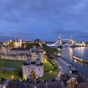 Tower Bridge, Tower of London and River Thames, London, England, UK