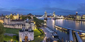 Tower Bridge, Tower of London and River Thames, London, England, UK