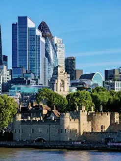 River Bank Prints: Tower of London and The City, London, England, United Kingdom
