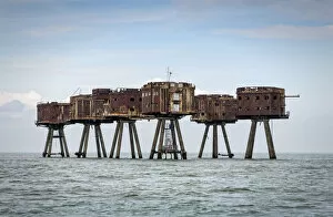 The towers of the Red Sands Fort - part of the decommissioned Maunsell Forts