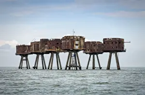 Rust Prints: The towers of the Red Sands Fort - part of the decommissioned Maunsell Forts