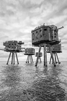 Black And White Collection: The towers of the Red Sands Fort –part of the decommissioned Maunsell Forts