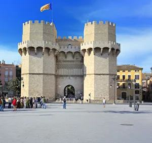 Valencian Community Prints: Towers of Serranos (Torres de Serranos), Valencia, Valencian Community, Spain