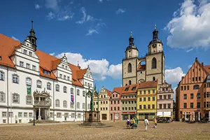 Town church & Rathaus, Wittenberger Marktplatz, Wittenberg, Saxony-Anhalt, Germany