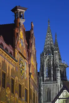 Altes Rathaus Prints: The Town Hall (Altes Rathaus) & Um Minster illuminated at dusk, Ulm, Baden-Wurttemberg
