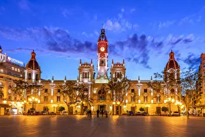 Ayuntamiento Prints: Town Hall building, Plaza del Ayuntamiento square, Valencia, Comunidad Valenciana, Spain