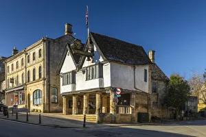 Town hall and clock, High street, Burford, Oxfordshire, England, UK