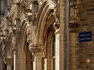 Town Hall at Grand Place, detailed view, UNESCO World Heritage Site, Brussels, Belgium