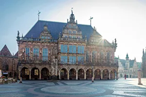 Federal State Prints: Town hall on the market square at sunrise, Bremen, Germany